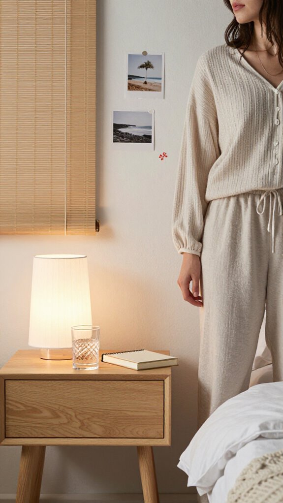 clear intentional minimalist nightstand setup