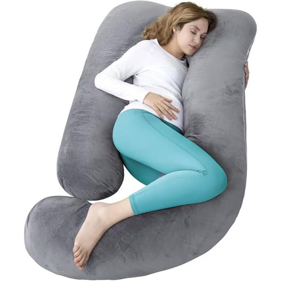60-Inch U-Shaped Pregnancy Pillow with Velvet Cover