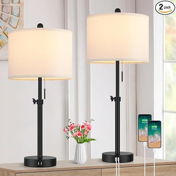 Kondras Adjustable Table Lamp Set with USB Ports