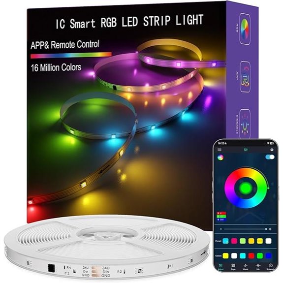 IC Smart RGB LED Strip Lights 65.6ft App Control
