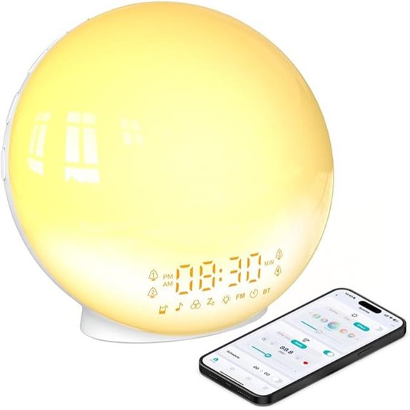 Smart Sunrise Alarm Clock with App Control and Wake-Up Light