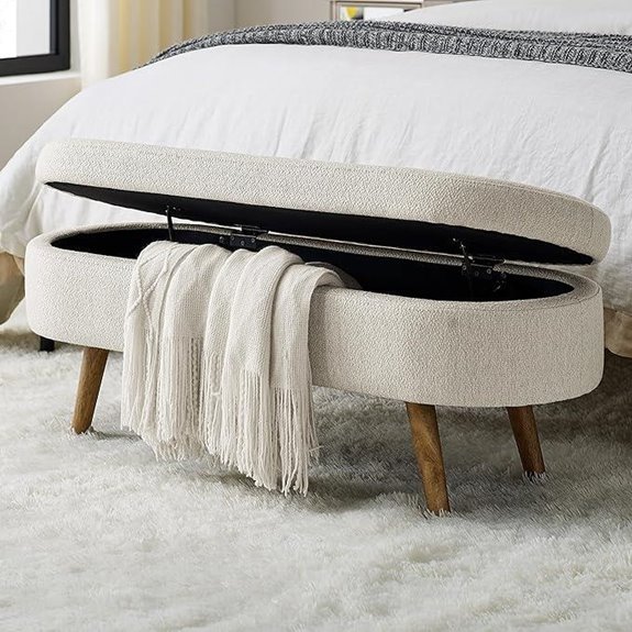 Beige 43.5 Storage Ottoman with Safety Hinge