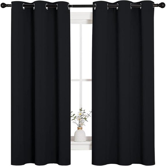 NICETOWN Black Thermal Grommet Curtains (2 Panels)