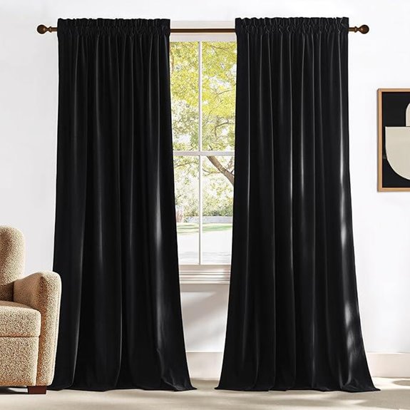 NICETOWN Black Velvet Curtain 52 Panels 2-Pack