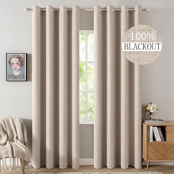 MIULEE Blackout Linen Curtains 52x84 (2 Panels)