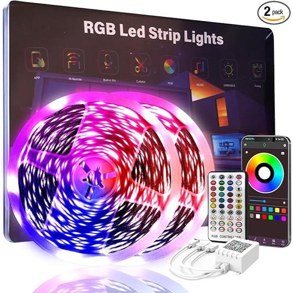 RGB LED Strip Lights with Bluetooth Control and Remote
