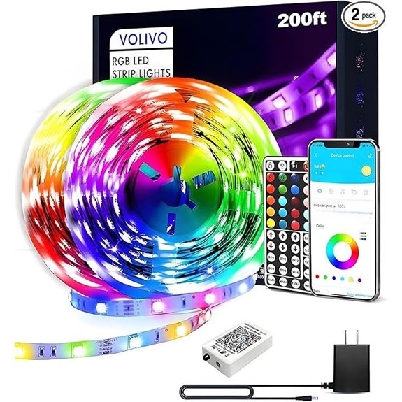 VOLIVO LED Strip Lights with Bluetooth 200ft RGB