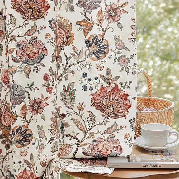 FMFUNCTEX Boho Floral Blackout Curtains 63 2 Panels