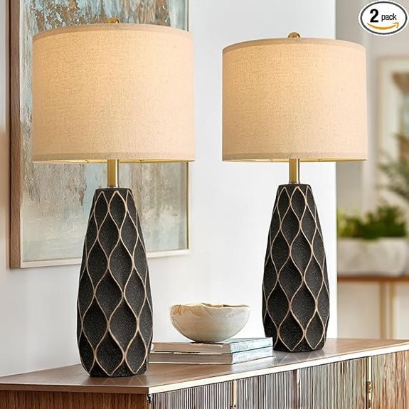 PORTRES 27.5 Ceramic Table Lamps - Set of 2 Black