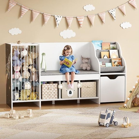 DTK Kids Reading Nook with Bench Toy Storage