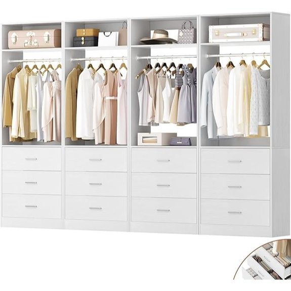 4-Pack Closet System with Drawers and Rods (96)