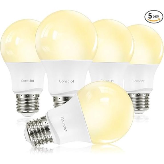 Consciot A19 LED Bulbs 5-Pack 9W 3000K