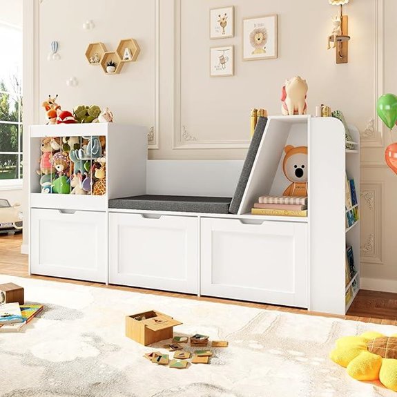 66.9 Kids Reading Nook with Toy Storage Bench