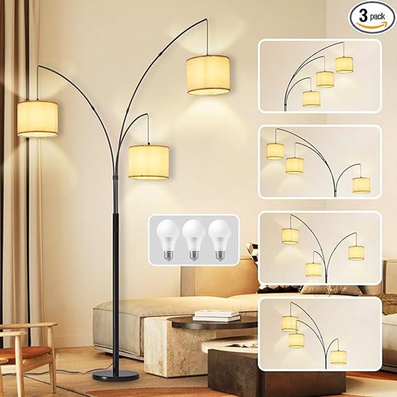 DLLT 3-Light Dimmable Floor Lamp with Beige Shades