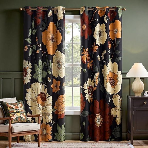 Jinchan Lora Floral Blackout Curtains - 84 (2 Panels)
