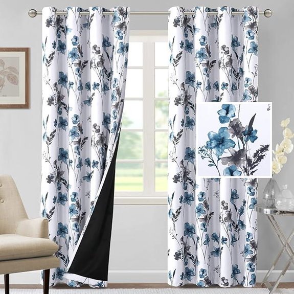 H.VERSAILTEX 100% Blackout Curtains Floral 2 Panels