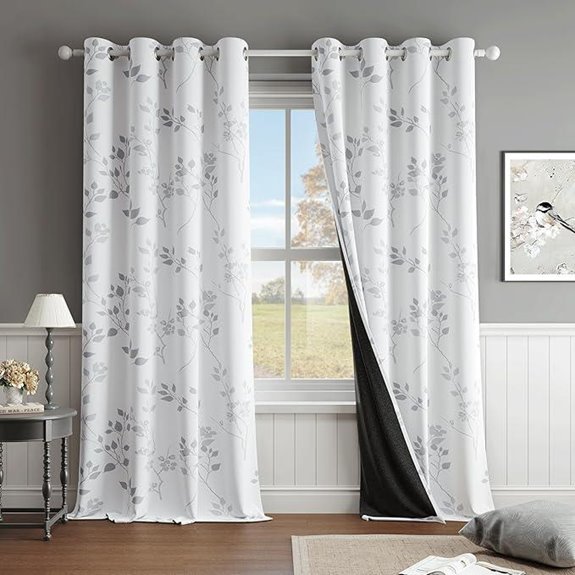 Beauoop Floral Blackout Curtains 84 Grommet Drapes