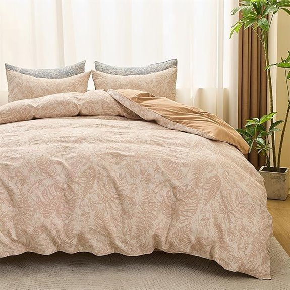 Jacquard Floral Duvet Cover Set Cotton Muslin Queen