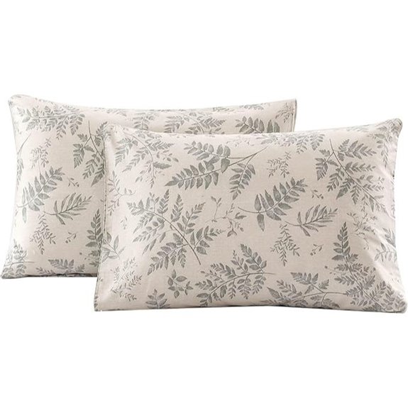ECOCOTT Green Plant Leaves Pillowcase Set (2)