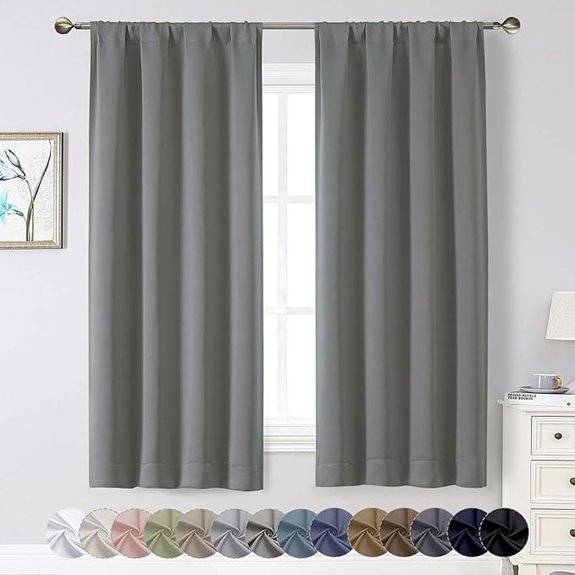 Light Grey Blackout Curtains 2 Panels 63 Length