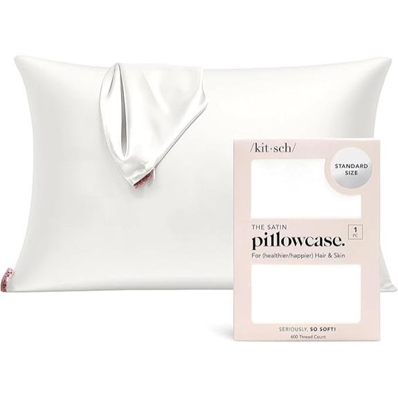 Kitsch Satin Pillowcase with Zipper Ivory 19x26