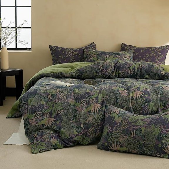 BISELINA Cotton Duvet Cover Set King Floral Reversible