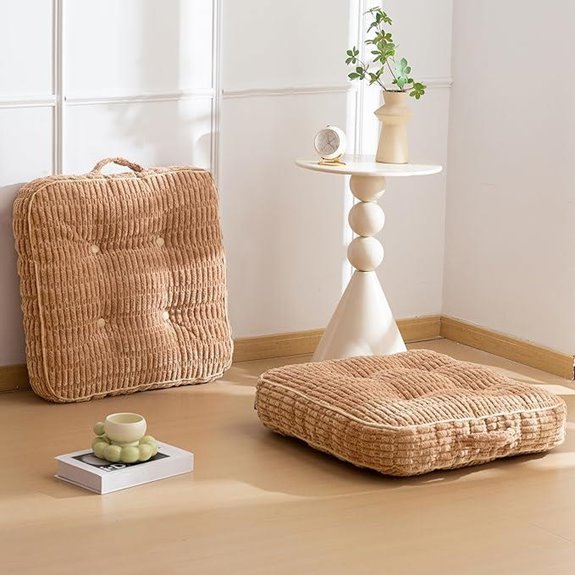 Washable Floor Pillow Set Large Tufted Cushions (2)