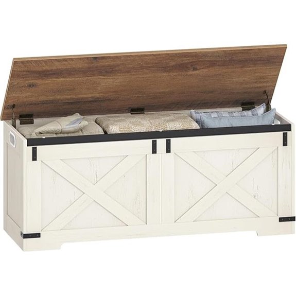 Storage Chest with Lift-Top Organizer Bench White/Brown