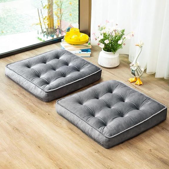 Floor Pillow Set: 20x20 Memory Foam Cushions (Grey)
