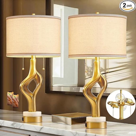 Modern 26” Table Lamp Set with USB Ports (2)