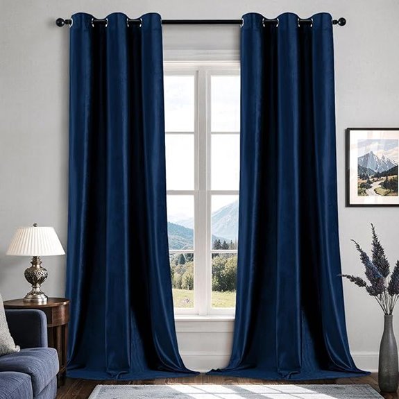 EMEMA Navy Blue Velvet Curtains 84-Inch Blackout Drapes