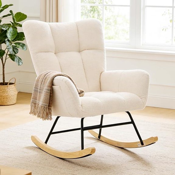 DUMOS Nursery Glider Rocker with Upholstery Beige