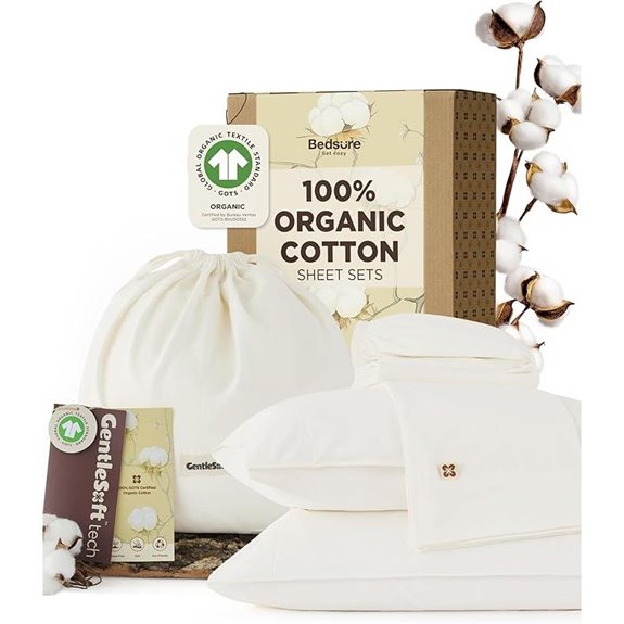 Bedsure Organic Cotton Sheet Set GOTS Queen Ivory 4PCS
