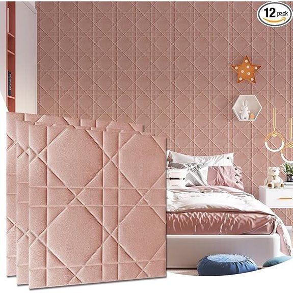 Velvet 3D Peel-and-Stick Wall Panels (Pink)