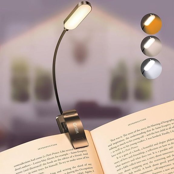 Gritin 16 LED Rechargeable Book Light with Clip
