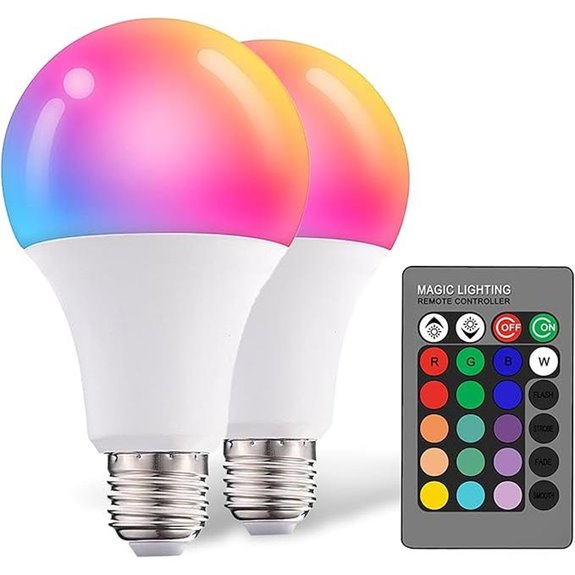 Droiee Dimmable RGBW LED Bulbs with Remote (2-Pack)