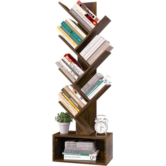 Yoobure 6-Shelf Rustic Wood Floor Bookcase