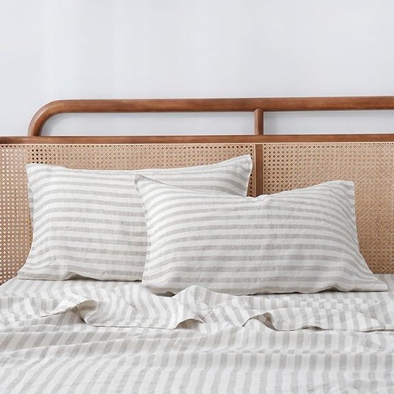 Linen Stripe Pillow Cases Set (2) 20x30 Standard