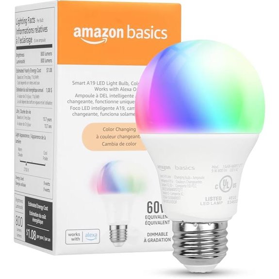 Amazon Basics Color-Changing A19 LED Bulb with Alexa