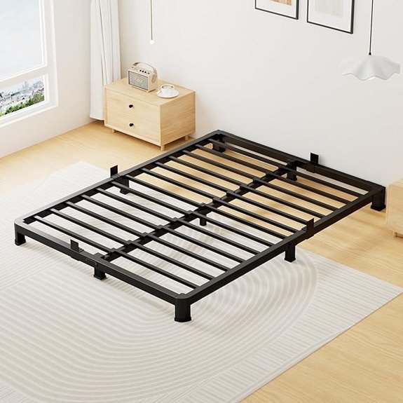 Low Profile 4-Inch Queen Bed Frame with Round Leg Black