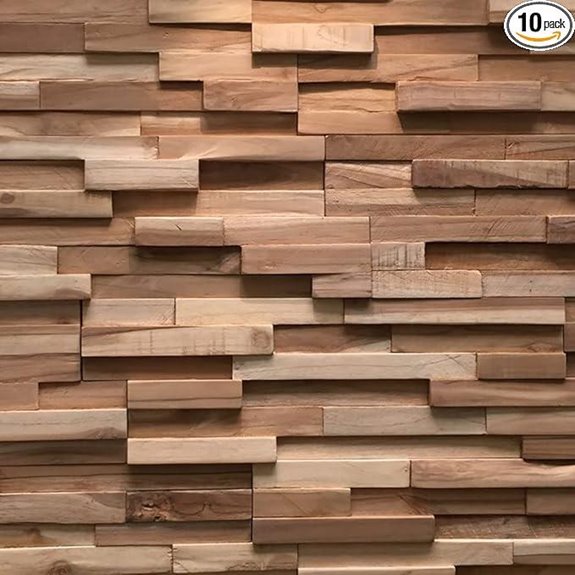 3D Wall Panels: Teak Wood 10 Pack 9.6 Sq Ft Coverage