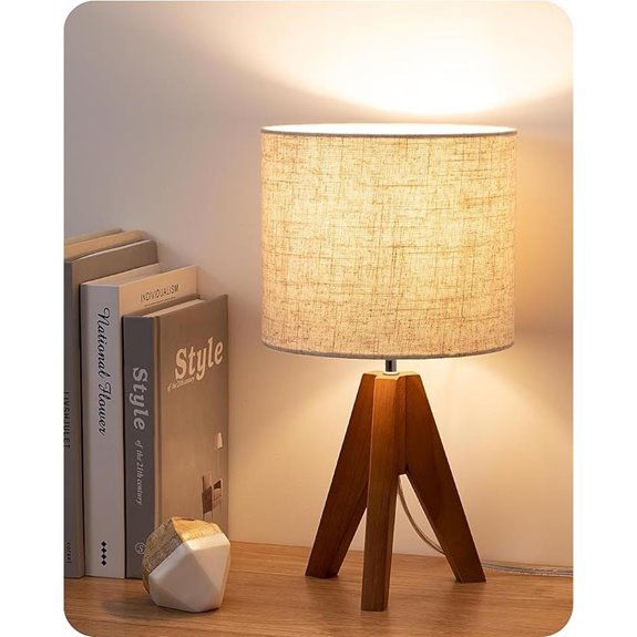 EDISHINE Tripod Table Lamp with Linen Beige Shade