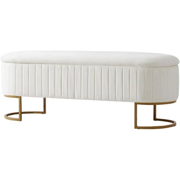EcoHarbor Velvet Storage Bench with Gold Legs