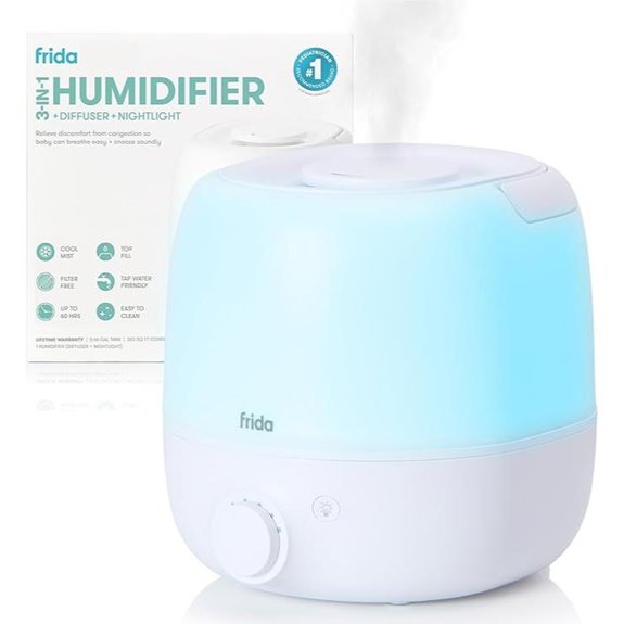 Frida 3-in-1 Humidifier for Large Rooms with Nightlight