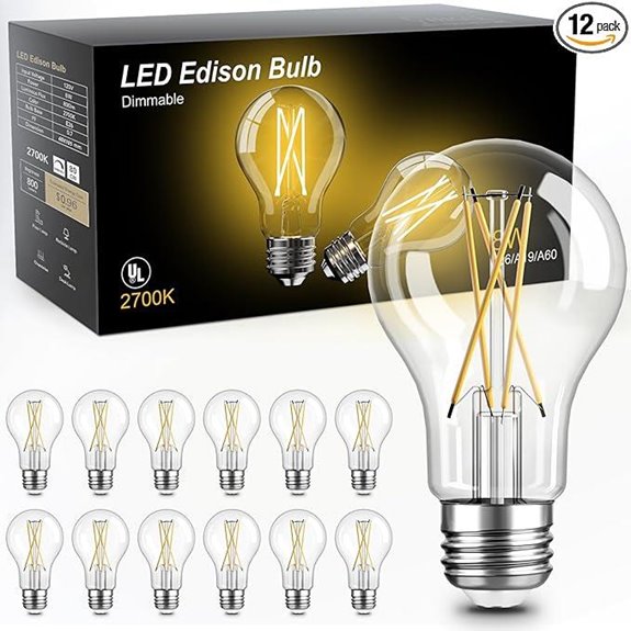 TJOY 12 Pack Vintage LED Edison Bulbs 800lm