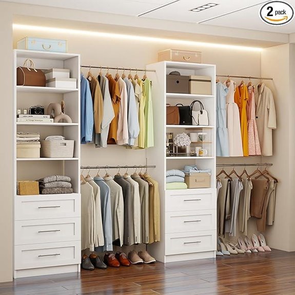 Closet System with 6 Drawers and Rods (White)