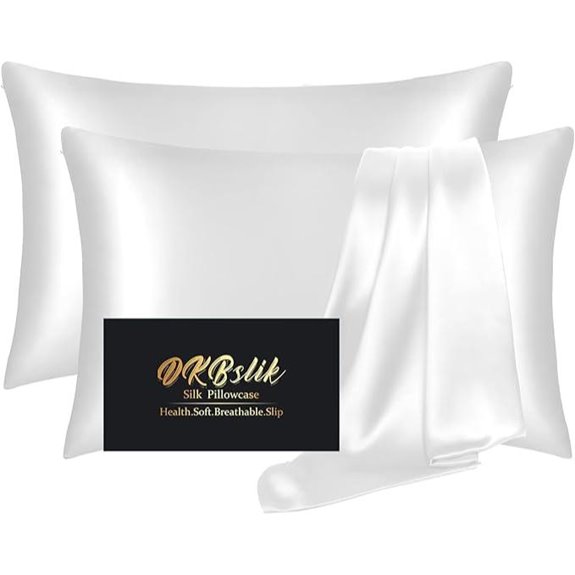 Mulberry Silk Pillowcases 2 Pack with Zipper White