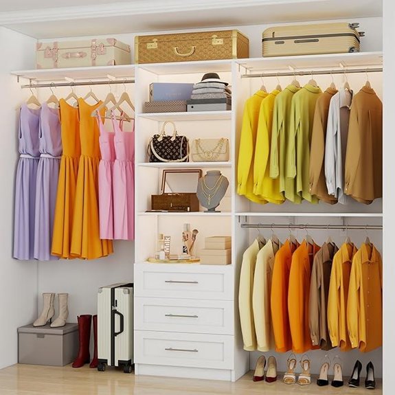 Closet System with 3 Wood Drawers White