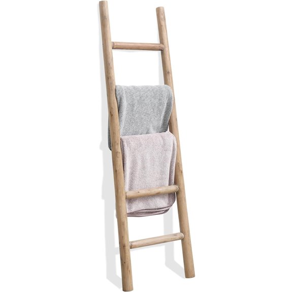 FuIN 57in Wood Blanket Ladder Rustic Quilt Display