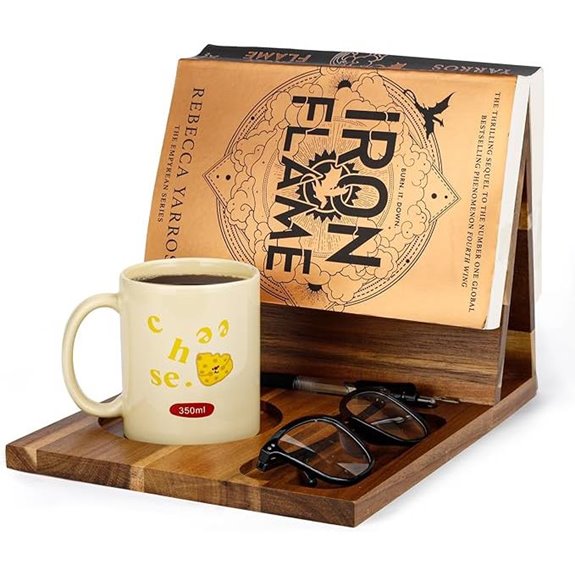Wooden Triangle Book Stand with Cup & Holder